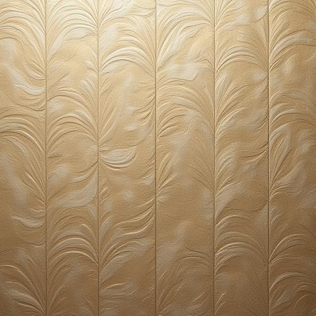 Dettaglio ravvicinato di una ricca carta da parati tessile con motivi complessi.